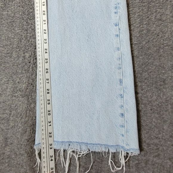 ZARA Jeans Womens 2 Blue Marine Straight Wide Leg High Waist Raw Hem - Picture 6 of 12